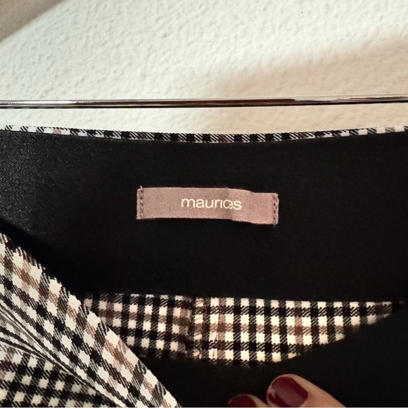 Plaid Pull On Creased Pants Medium Short Crop Checker Bengaline Tan/Brown Black - Picture 4 of 8